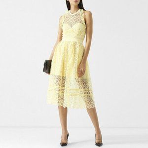 Self Portrait Floral Lace Midi Halter Dress, Yello
